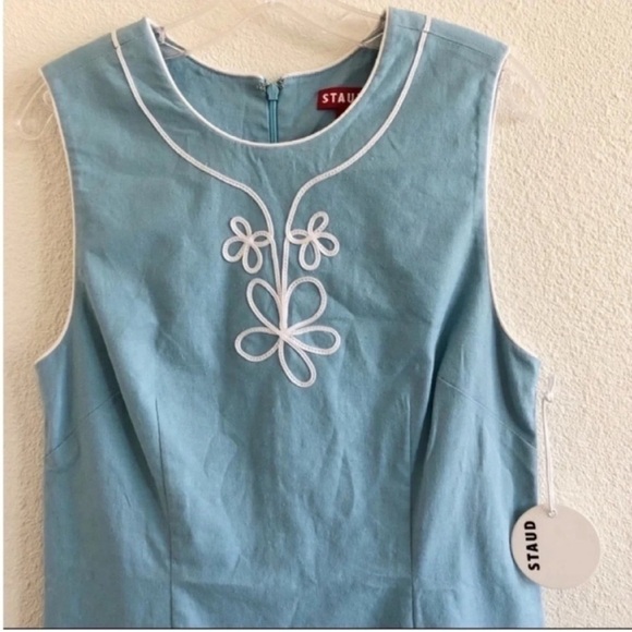 Staud Allison Linen Mini Dress Light Blue NWT - Picture 6 of 11